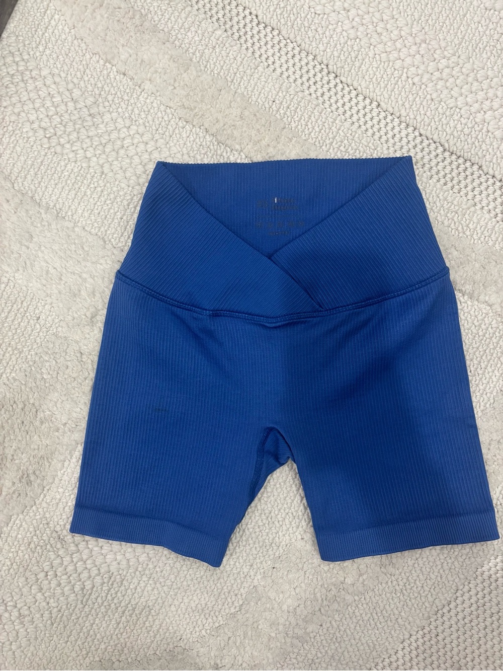 Bundle of Blue and Maroon High-Waist Ribbed Bike Shorts